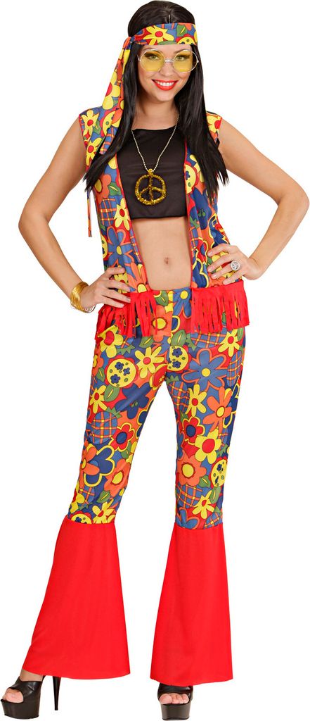 Kostüm Hippie - Verkleidung Hippy Frau Flower Power Dame XL Produktbild 
