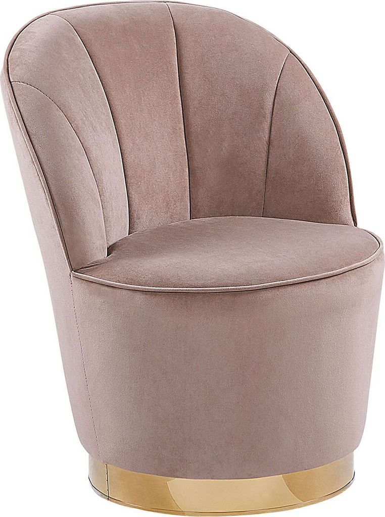 BELIANI Sessel Hellbeige Samtstoff Metall Runder Form Produktbild 