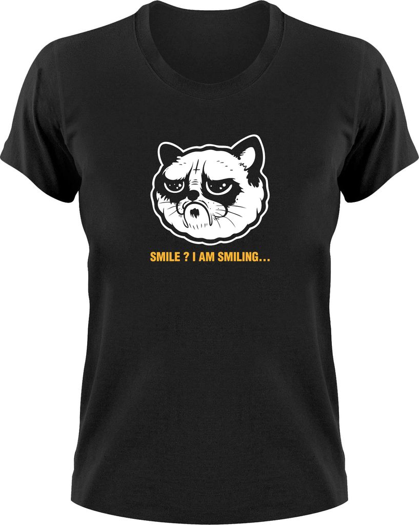 Styletex23 T-Shirt Grumpy Cat, Damen schwarz, S
