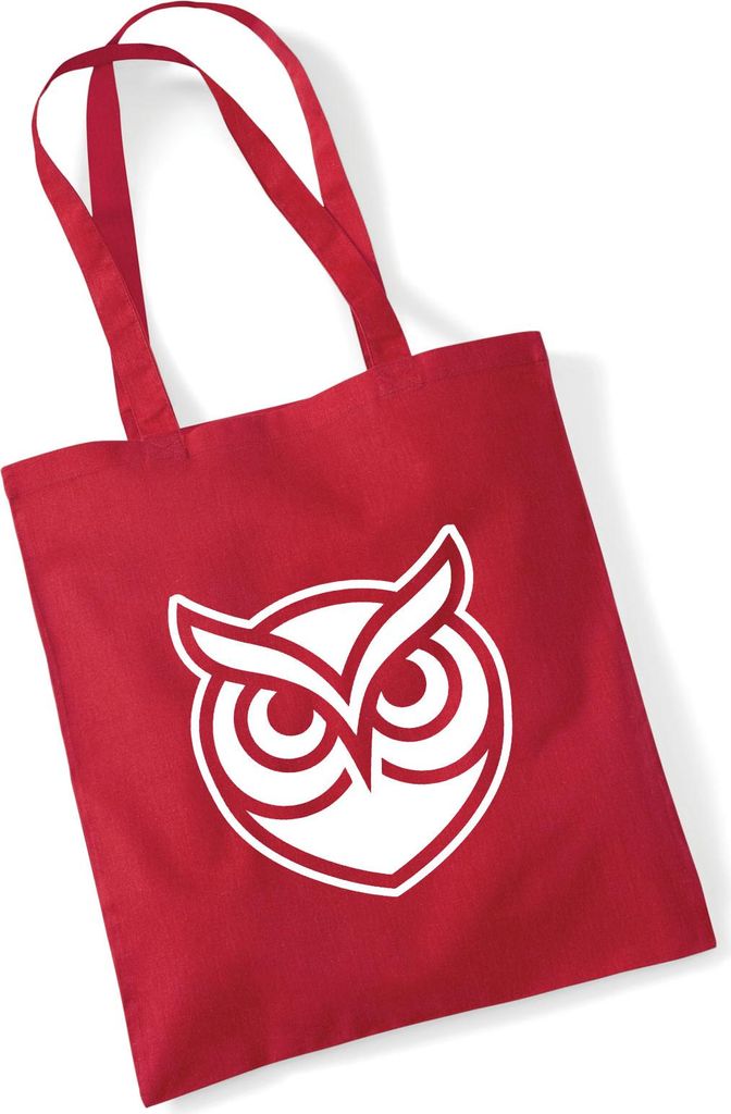 Huuraa Jutebeutel Eule Silhouette 10 Liter Classic Red Baumwolle Tasche Geschenkidee