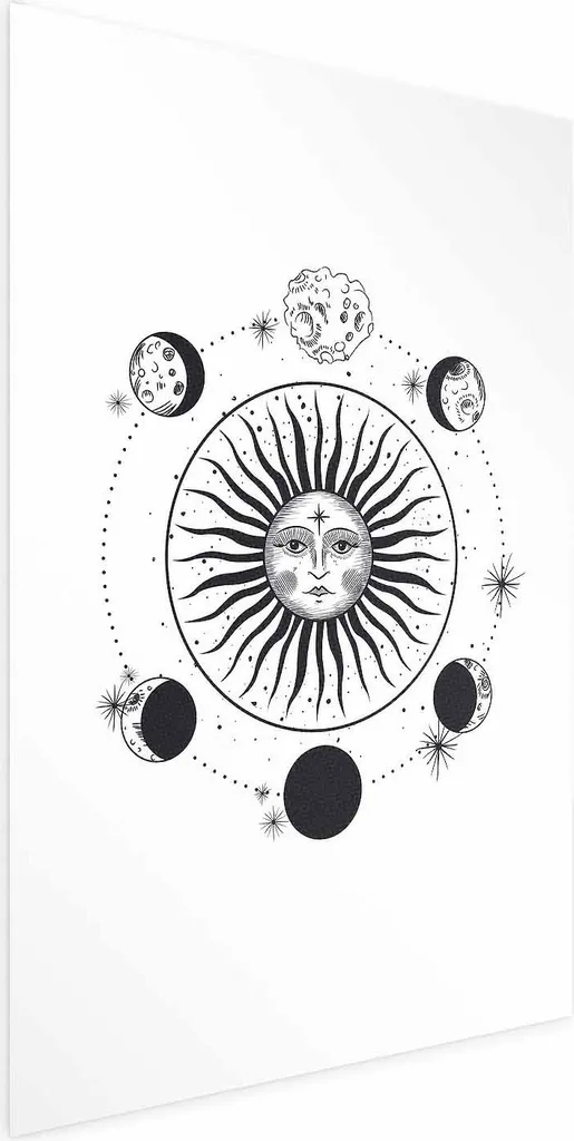 Poster Fasi della Luna 60x90 cm - Stampa Astronomica Vintage su Carta n-B-0040