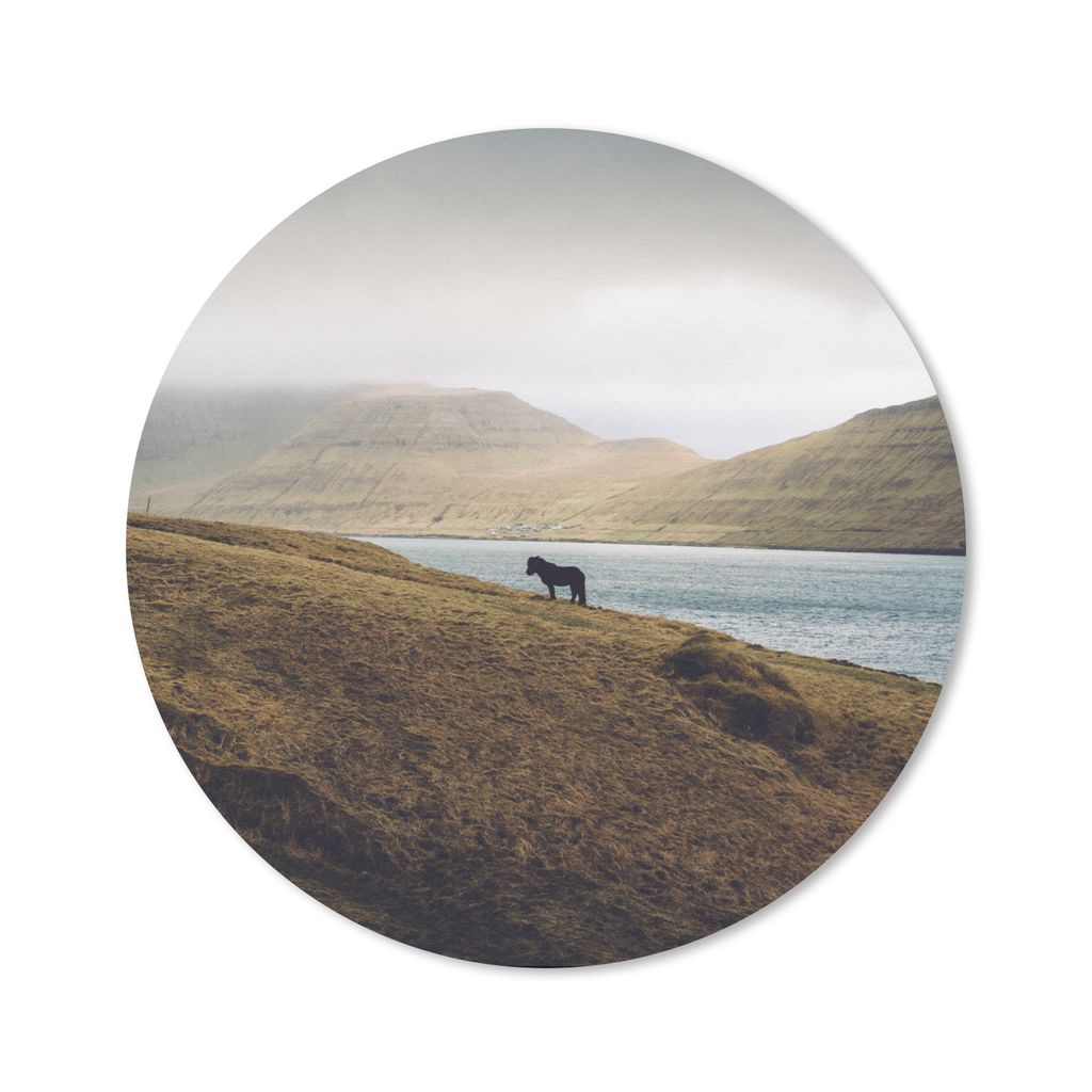 MuchoWow Mauspad Mousepad Pferd - Berg - Landschaft 50x50 cm - Mousepads - Maus Mat - Pad - Mausunterlage - Vinyl