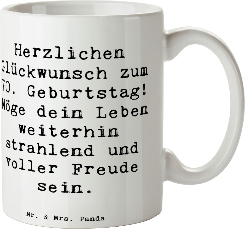 Mr. & Mrs. Panda Teetasse Spruch 70. Geburtstag Glückwünsche - Weiß - Geschenk, Happy Birthday, Becher, Erfahrungen, kaffeetasse keramik, Alter,...
