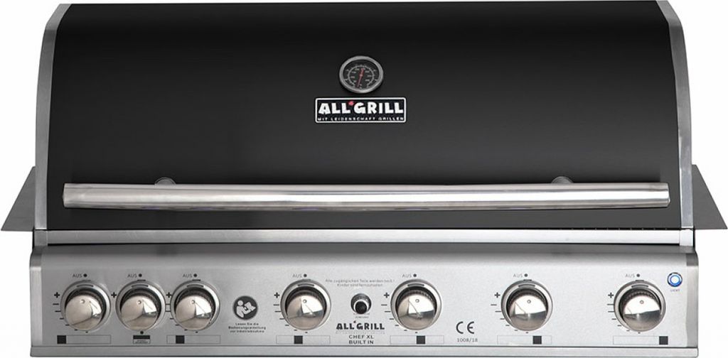 ALLGRILL Einbau-Gasgrill CHEF XL BLACK Built-In Air System, 6 Brenner, Backburner 100739