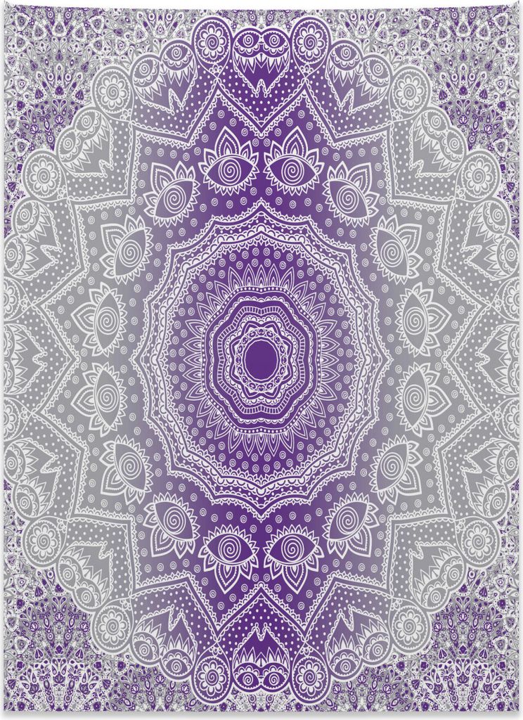 Abakuhaus Grau und Lila Wandteppich, Mandala Hippie aus Weiches Mikrofaser Stoff Kein Verblassen Klare Farben Waschbar, 110 x 150 cm, Violett