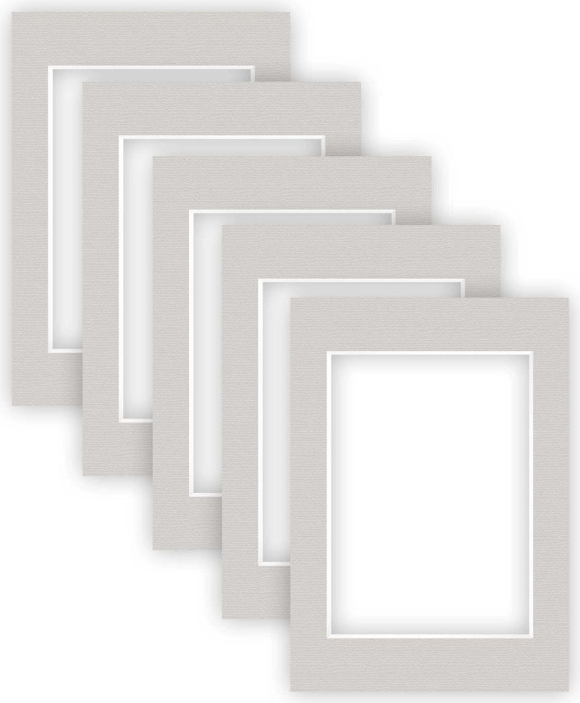 nielsen Conservation Passepartout 1,5 mm, 5er Set, Außenformat 29,7x42 cm (DIN A3) für Bildformat 21x29,7 cm (DIN A4), Kieselgrau mit Struktur