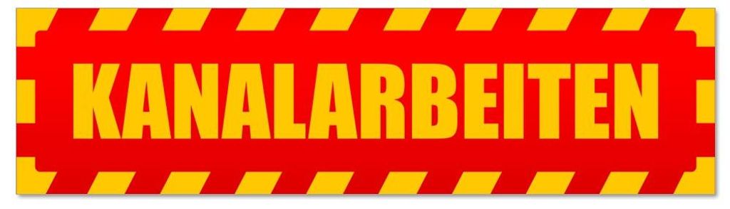 Kiwistar - Autoaufkleber - Rot - 45 x 12 cm - Kanalarbeiten gestreift - Hinweis Aufkleber Sticker für Auto, Kfz, Fahrrad, PKW, LKW