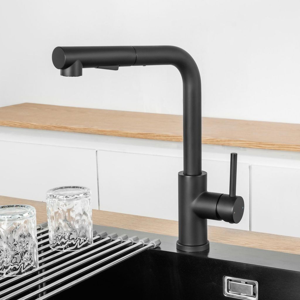 Cecipa Küchenarmatur Schwarz Ausziehbar, Wasserhahn Küche Produktbild 