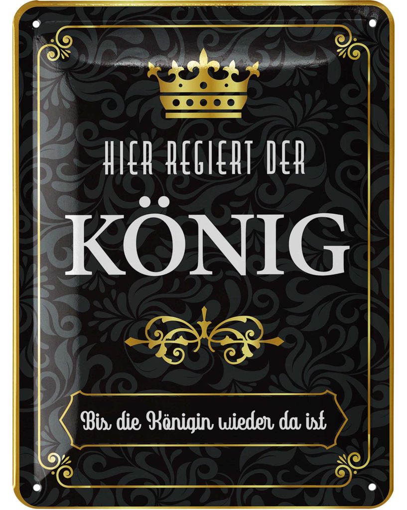LANOLU retro Blechschilder Sprüche lustig, Hier regiert der König, witziges Geschenk für Mann, Geburtstagsgeschenk, Vatertagsgeschenk 15x20