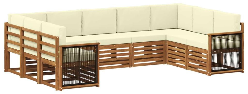 vidaXL Ecksofa Set mit Kissen 7 pcs Natur und Creme
