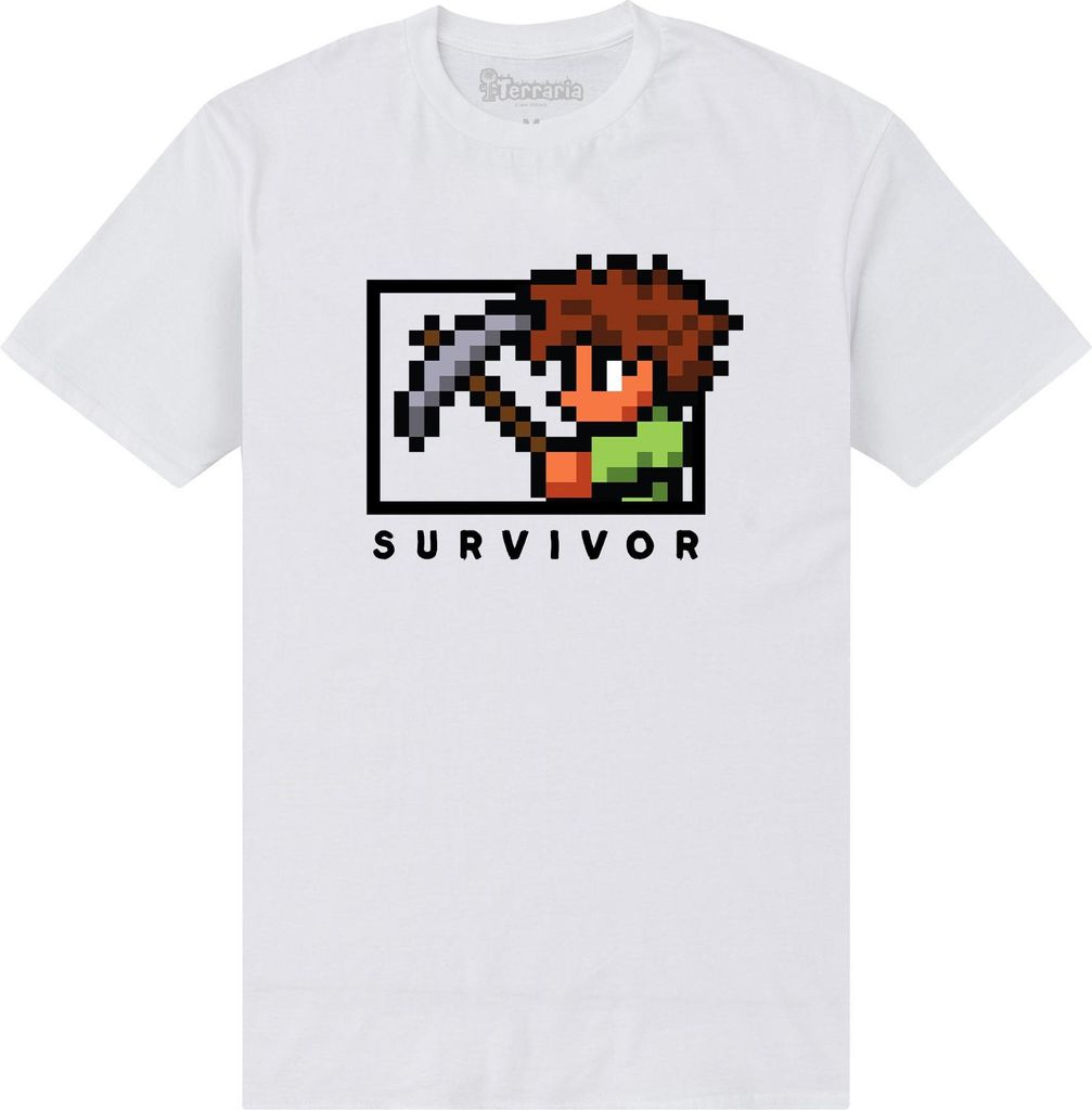 Terraria - "Survivor" T-Shirt für Herren/Damen Uni PN451 (L) (Weiß)