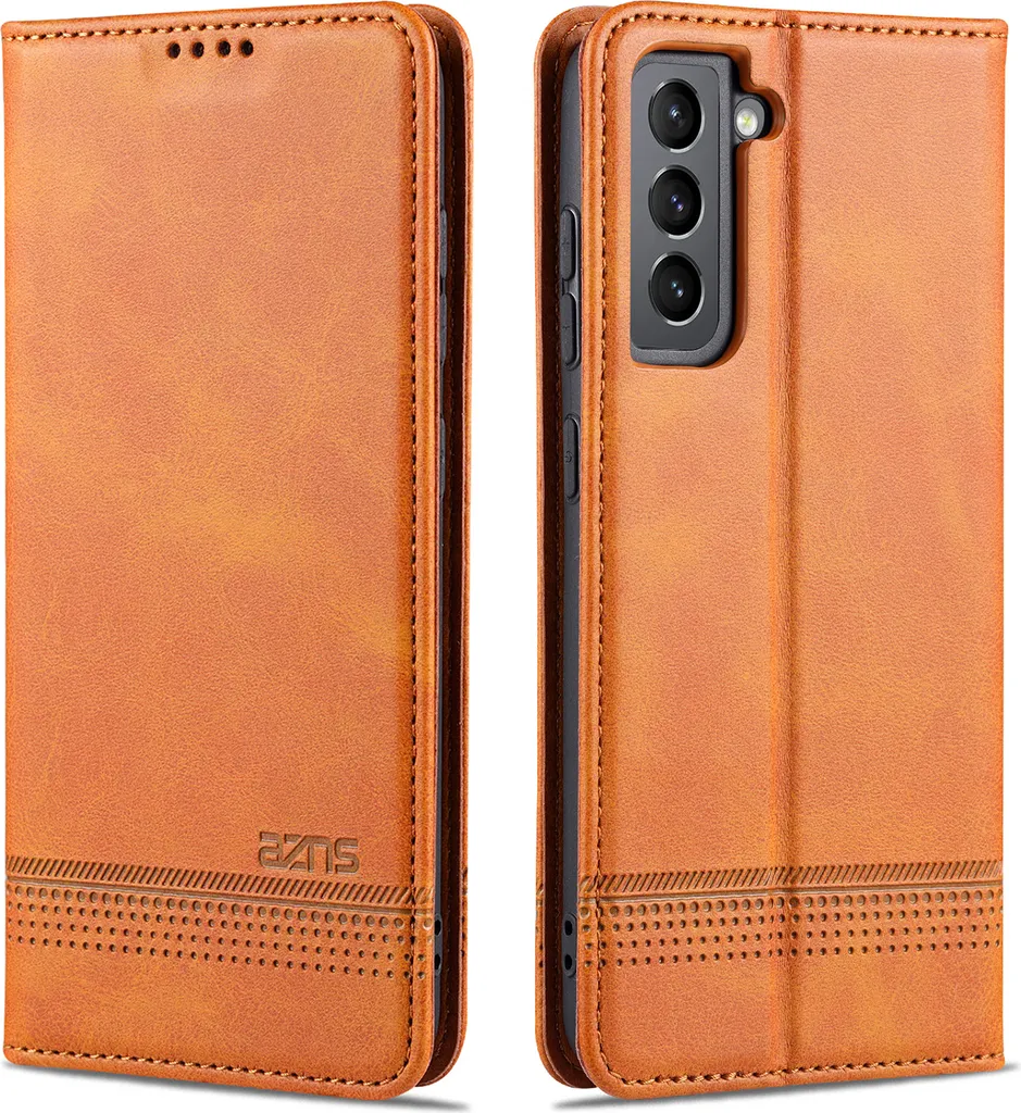 Cover Samsung S21 FE 5G Portafoglio Magnetico Pelle Marrone Stand