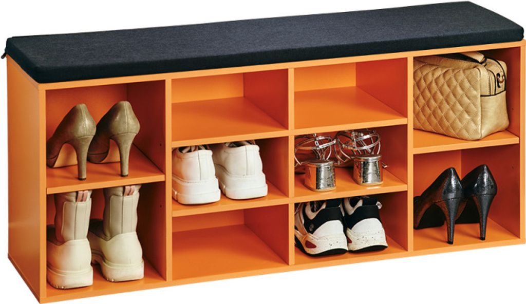 Schuhregal mit Bank orange 103,5 x 48 x 29,5 cm