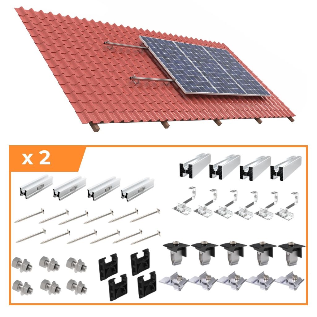 PV Montagesystem für Schrägdach Ziegeldach 4 Solarmodule Produktbild 