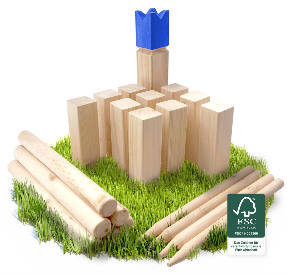 Ocean 5 Kubb 30 x 5,2 cm blaue Krone - Wurfspiel Produktbild 