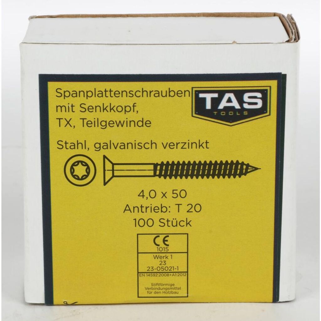 12x TAS Spanplattenschrauben 50 Stück 4,5x50mm TX Teilgewinde Senkkopf Holz Bau