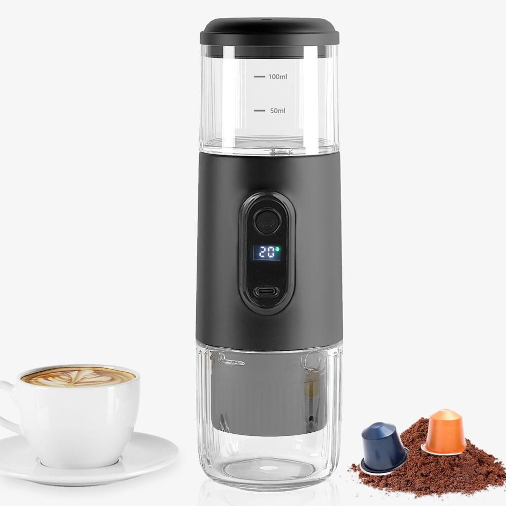 Tragbare Espressomaschine – 2-in-1 Kapsel & Pulver, 19 Bar, USB-C Akku, 100 ml Wassertank