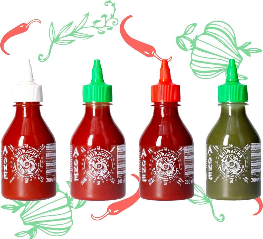 Sriracha Sauce 4er Set x 200ml - Scharfe Chilisauce mit 4 Produktbild 