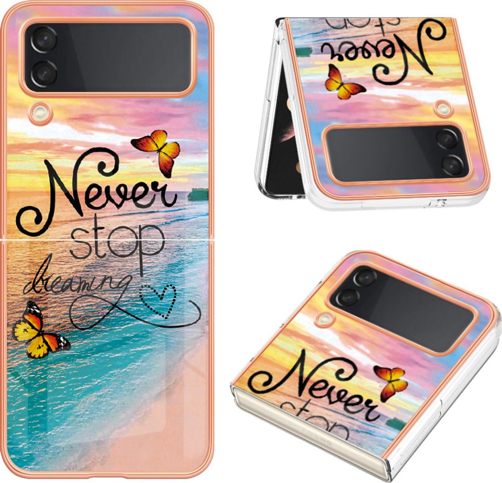 Hülle für Samsung Galaxy Z Flip 4 5G Muster TPU Silikon Stoßdämpfer Bumper Schutzhülle Gold