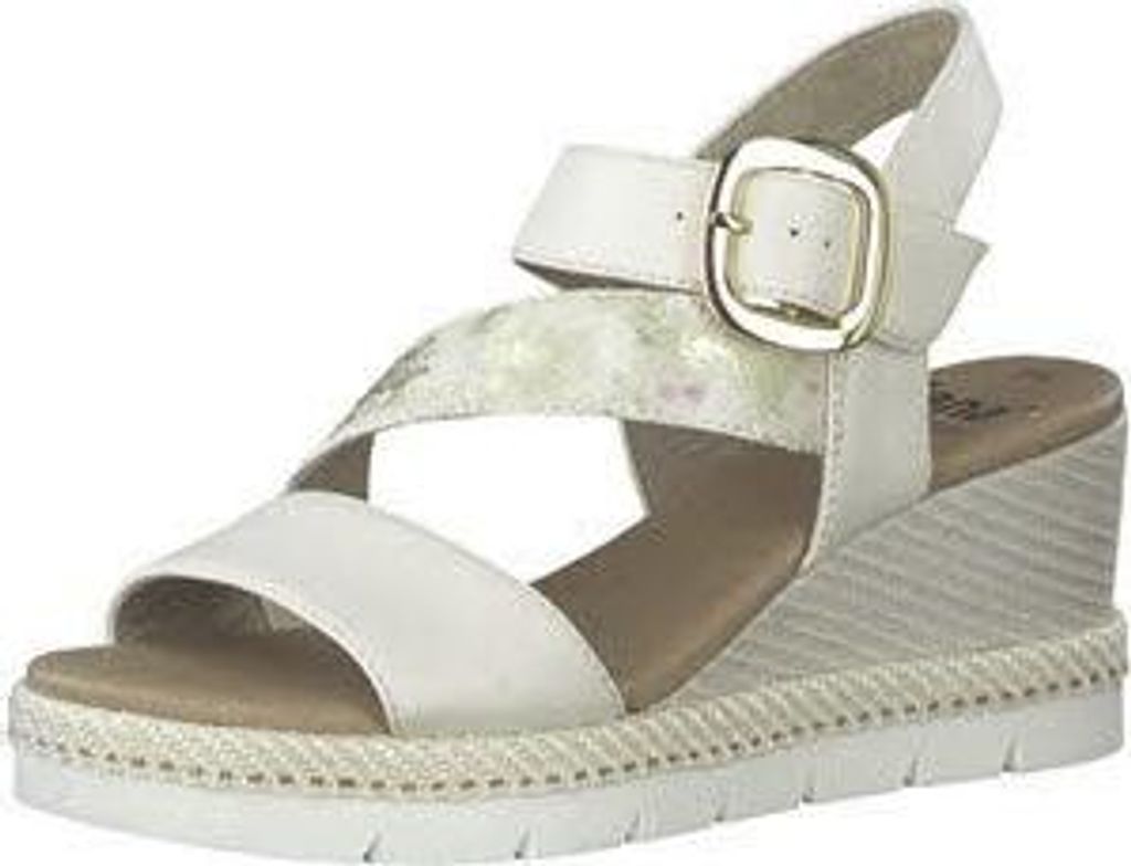 Jana Sandaletten Damen elegante flache Sandaletten beige 42