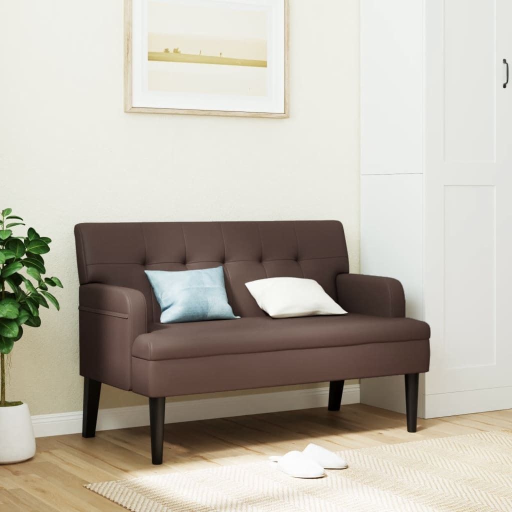 "2026 Promotion" Sitzbank für Garten, Holzbank mit Rückenlehne Braun 112x65,5x75 cm Kunstleder - Gartenbänke CC22574