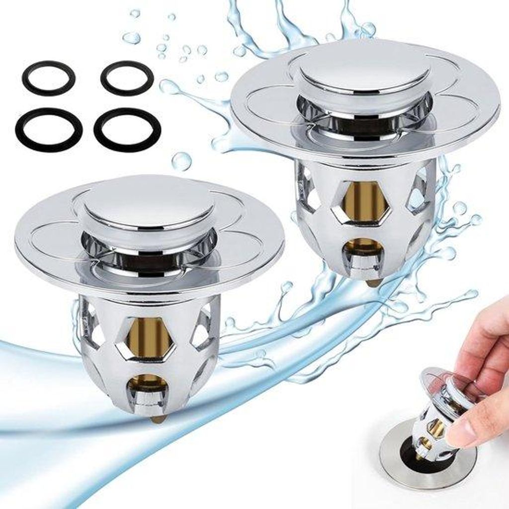 Silikonringe-WC-Stop - 2 Stück - Abflussklappe & Abflussstop - Badewannen-Stop - Für Küchen-WC & Badewanne - 34-40 mm