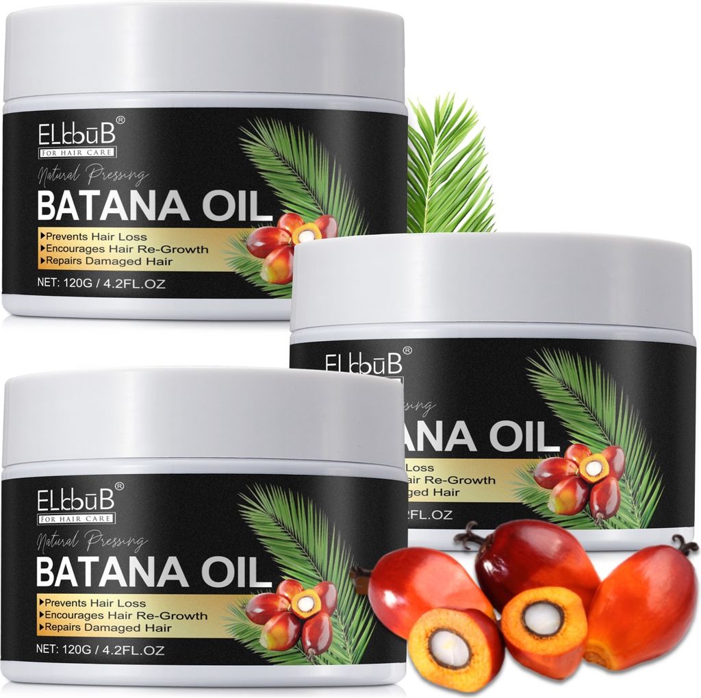 Batana Öl für Haare Haarwachstum Haarpflege Gesicht Haut Nägel Bio Vegan, 3x 120g