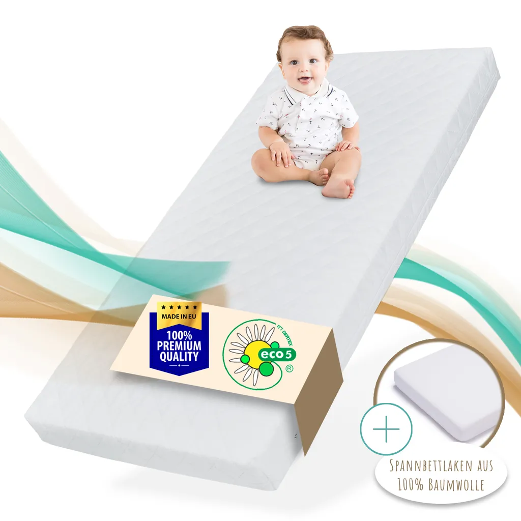 Matelas enfant 70x140 cm avec drap-housse coton et housse lavable zip