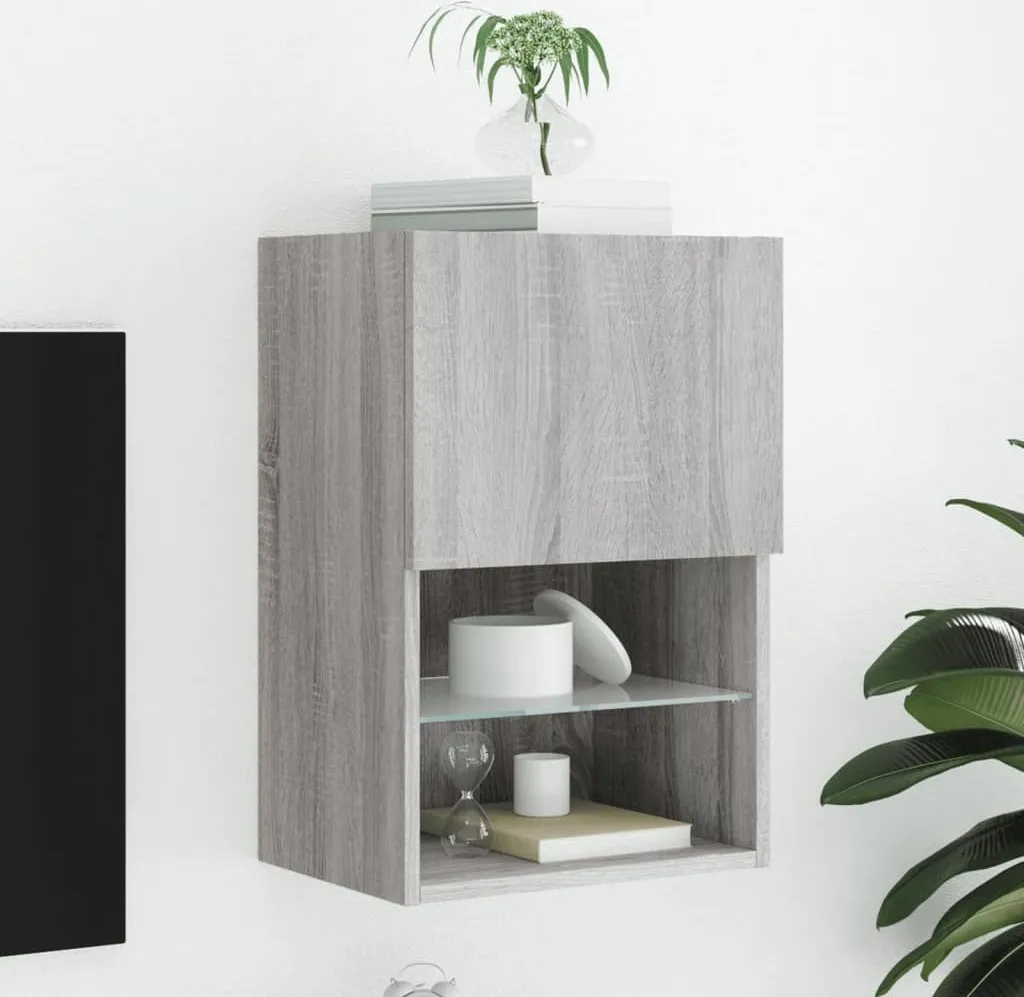 Mobile Porta TV Sospeso Maison Exclusive Grigio Sonoma LED 40,5cm