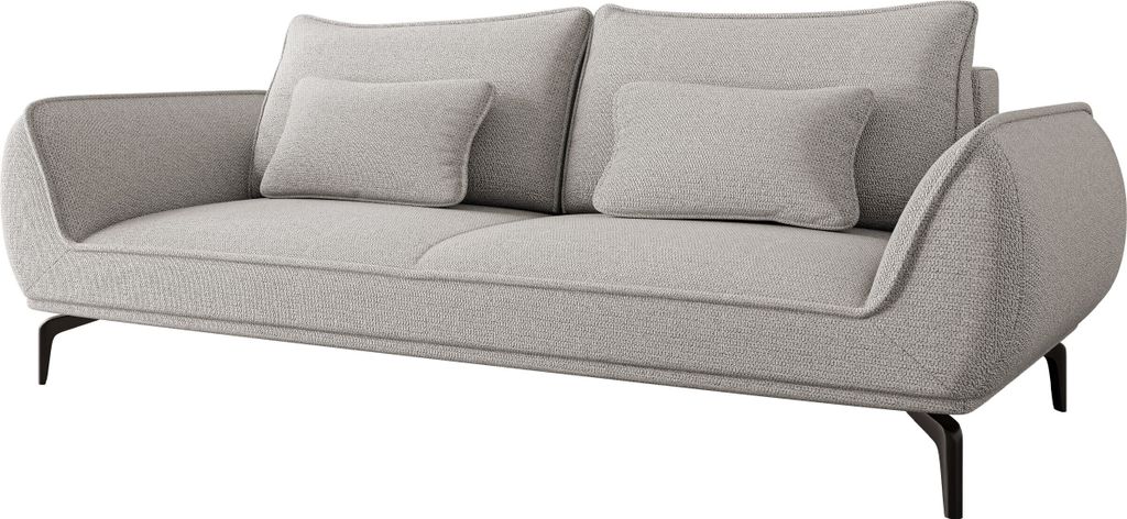 MIRJAN24 Schlafsofa Cavo 3, Schwarze Metallfüße, 3-Sitzer Couch, Polstersofa mit Schlaffunktion (Farbe: Aragon 80)