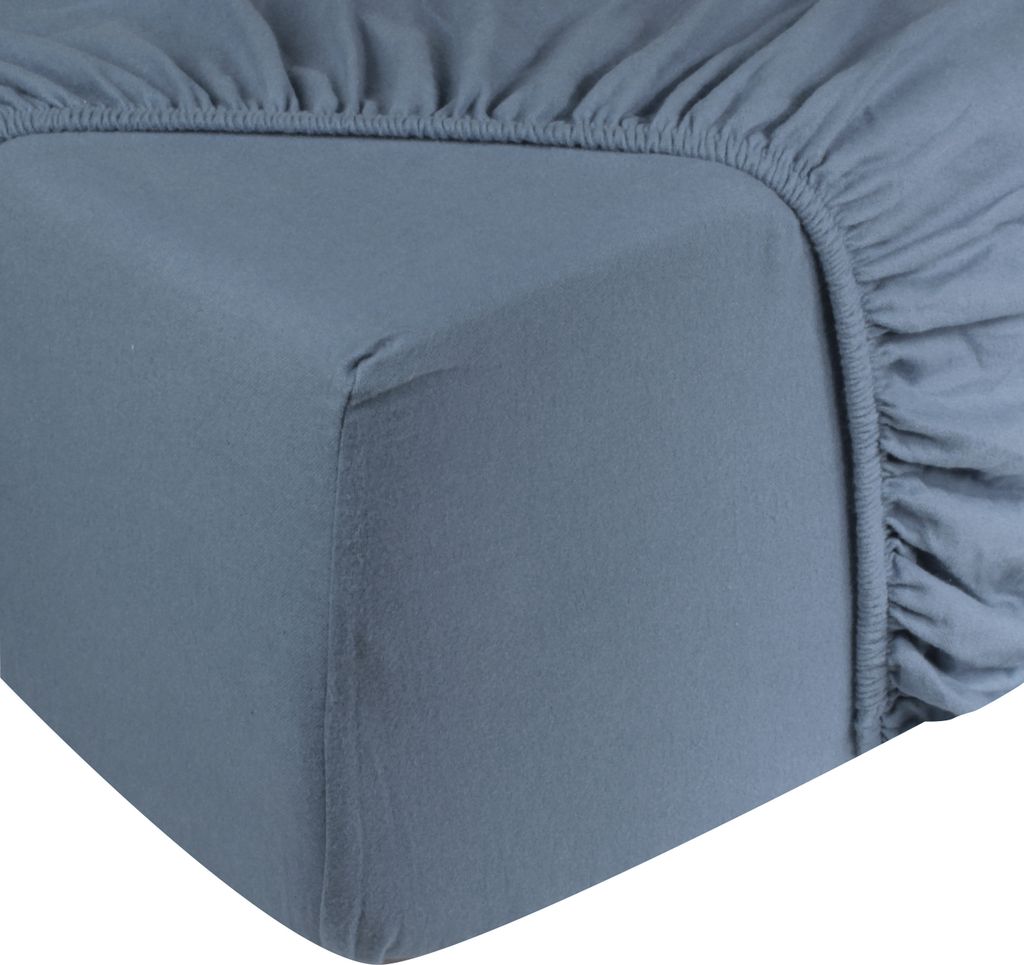 DoubleDry Spannbettlaken Jersey 140x200cm - 100% Baumwolle - Spannbetttuch - 28cm Steg - Graublau