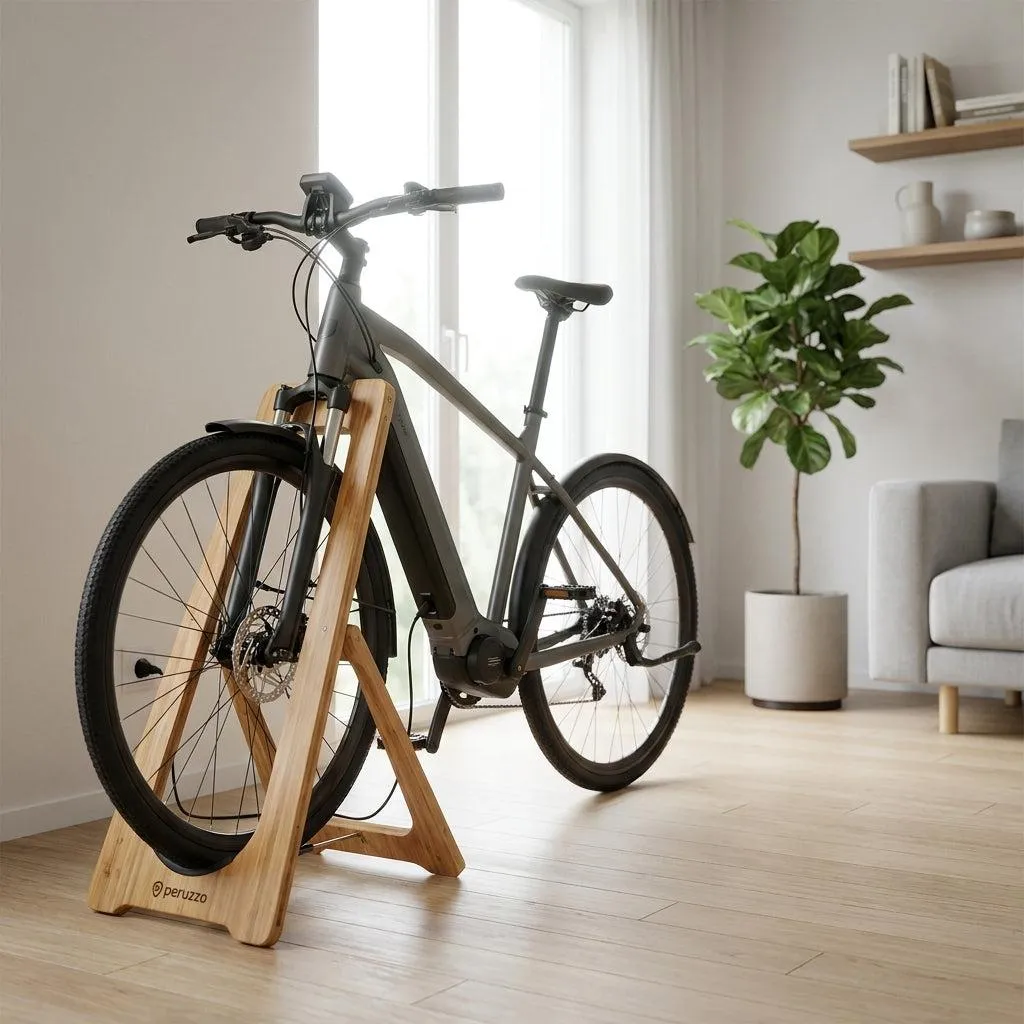 Béquille pliable Lybra Bamboo Peruzzo avec support chargeur pour vélo VAE