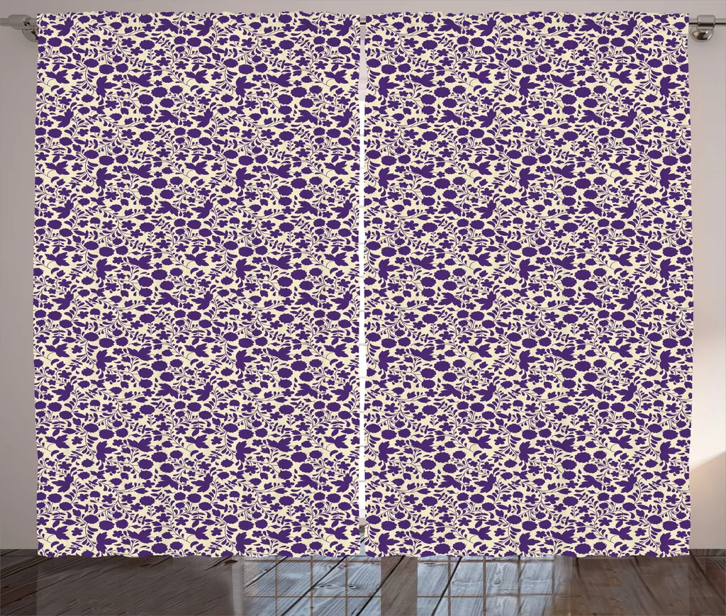 Rideau pour Chambre à Coucher Rustique 280x225 cm Décoration Fleurs Rose