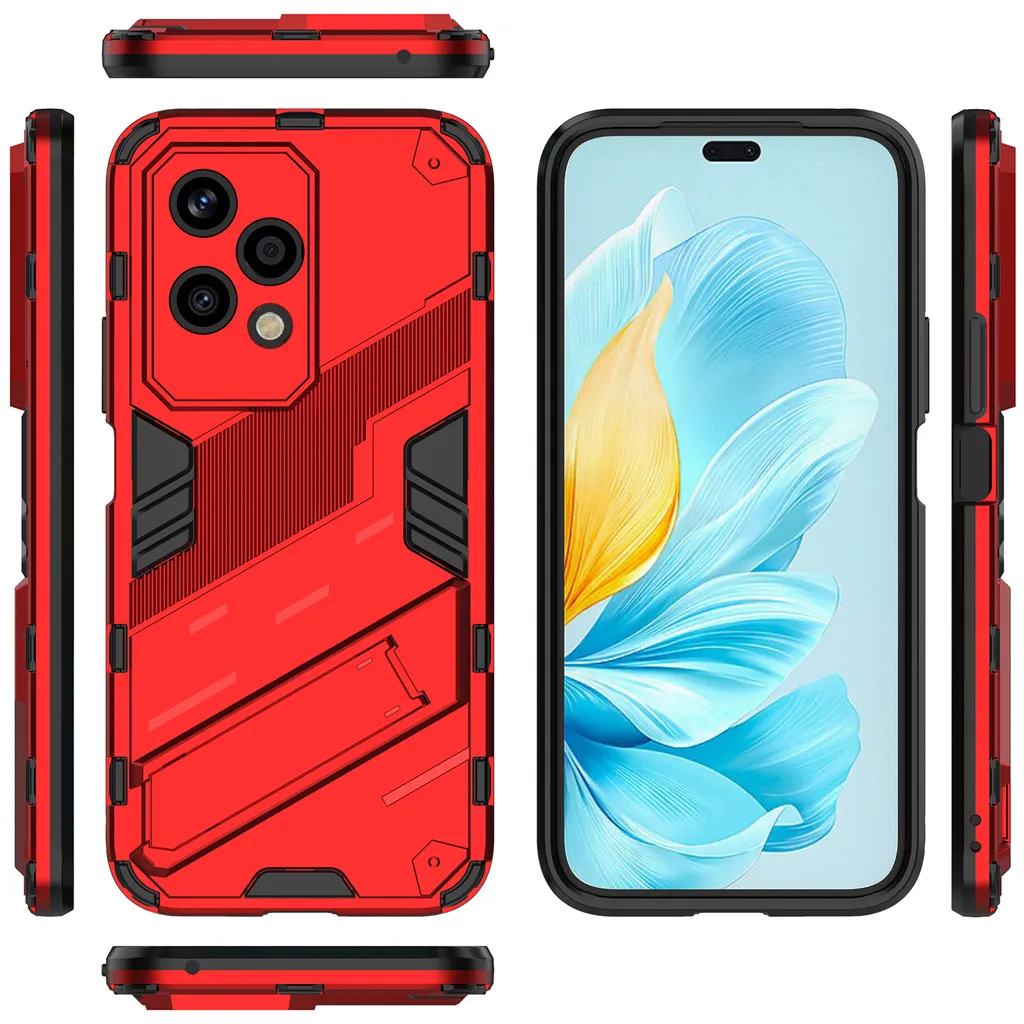 Custodia Protettiva Honor 200 Lite PC+TPU | Rossa con Stand - 2