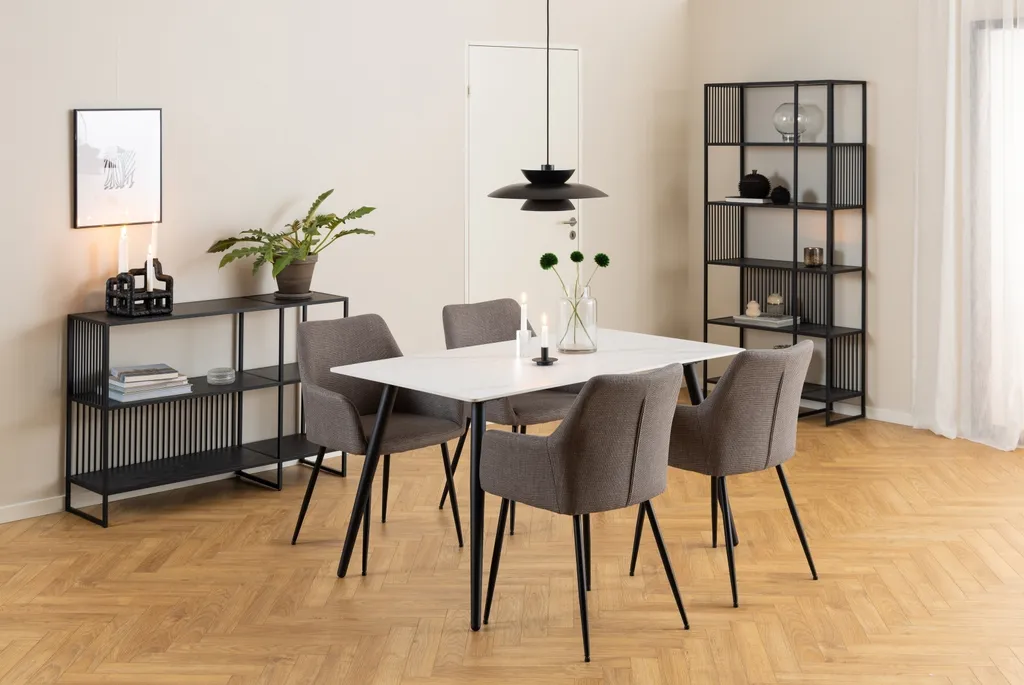 Bibliothèque Basse Noire 120cm Strington - Meuble de Rangement Salon Chic