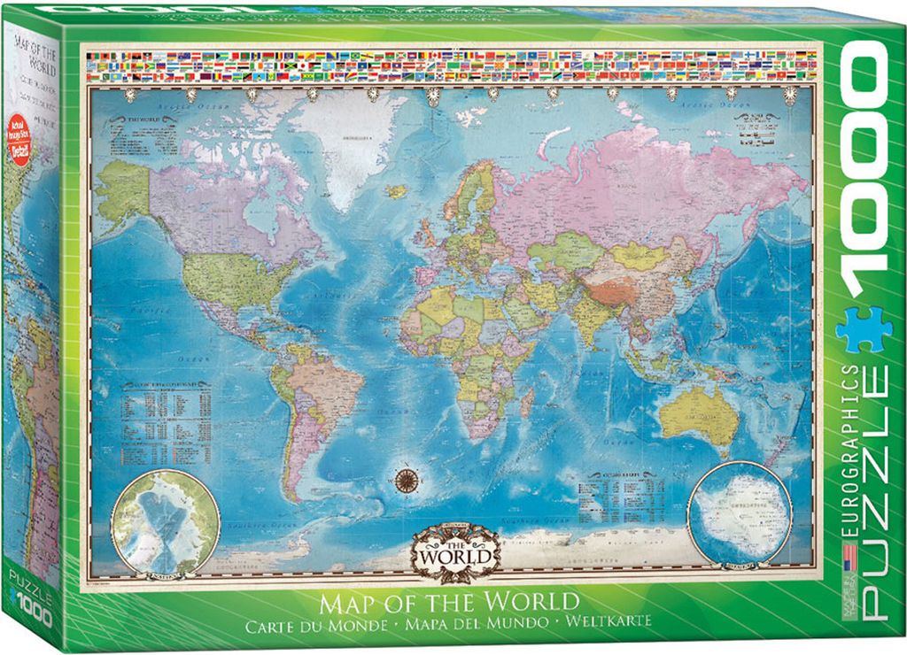 1000 Teile Puzzle - Puzzle - Weltkarte - Map of the World + Puzzle Zubehör