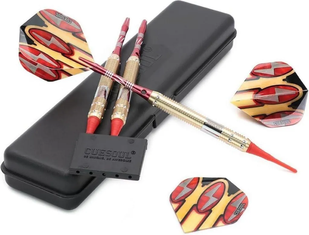 Jeu de Fléchettes Soft Tip 16g CUESOUL avec Boîtier et Accessoires de Tir