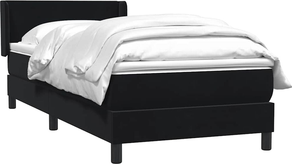 vidaXL Boxspringbett mit Matratze Schwarz 90x210 cm Samt
