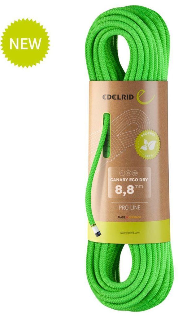 Edelrid Canary Eco Dry 8,8 mm - leichtes High-End-Einfachseil, Farbe:499 neon green, Größe:200m