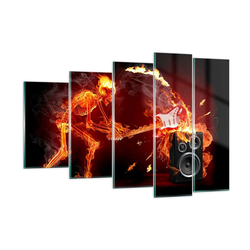 Bilder auf glas - Feuer Instrument Skelett - 150x100cm - Glasbilder - Wandbilder - Kunstdruck - zum Aufhängen bereit - Wanddekoration aus Glas - G...