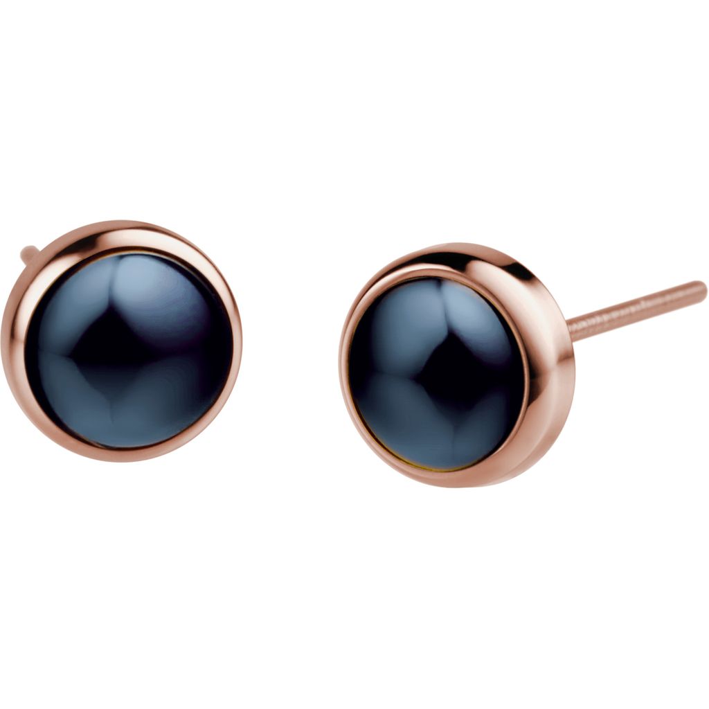 Bering 701-37-05 Bering damen ohrringe aus der ceramic link kollektion. Juwel gemacht vom stahl der rose goldfarbe und der keramik der blauen farbe...