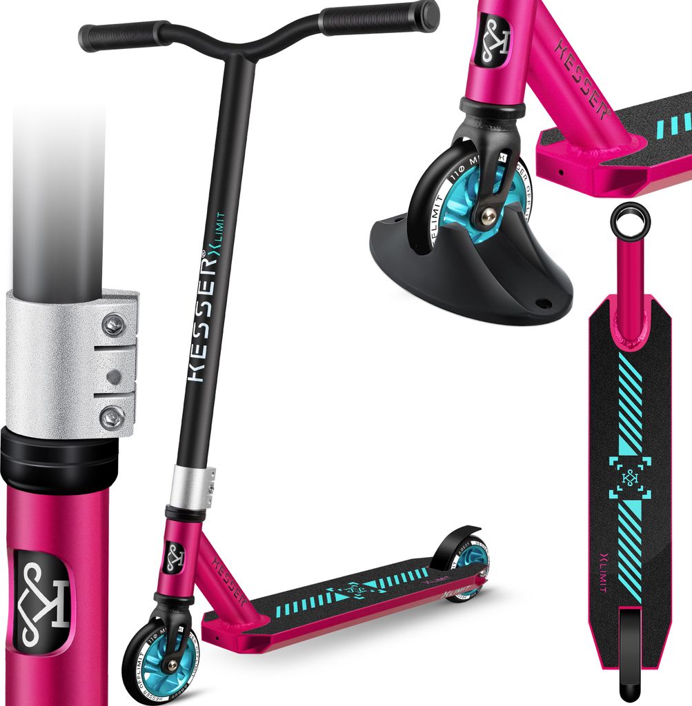 KESSER® Stunt Scooter X-Limit-Pro 360° Lenkung Funscooter Stuntscooter mit Ständer ABEC 9 Kugellagern, 110 mm PU Räder , Kickscooter Tretroller Cityroller Trick Roller für Kinder Erwachsene