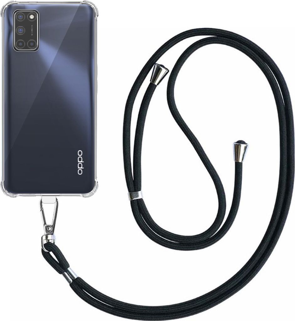 Handytasche passend für Oppo A52 / A72 4G / A92 Transparent stoßfest mit abnehmbarem Universal-Telefonkabel - Backcover Case Silikon ShockProof m...