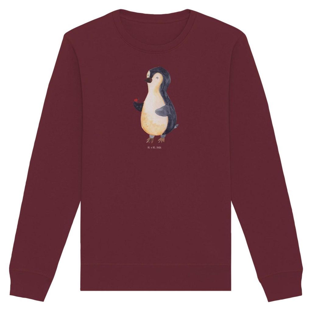Mr. & Mrs. Panda Nachhaltiger Pullover Pinguin Marienkäfer Größe XS - Burgundy - Geschenk, Kleine Wunder, Sweatshirt, Freude, Baumwoll, Glück, ...