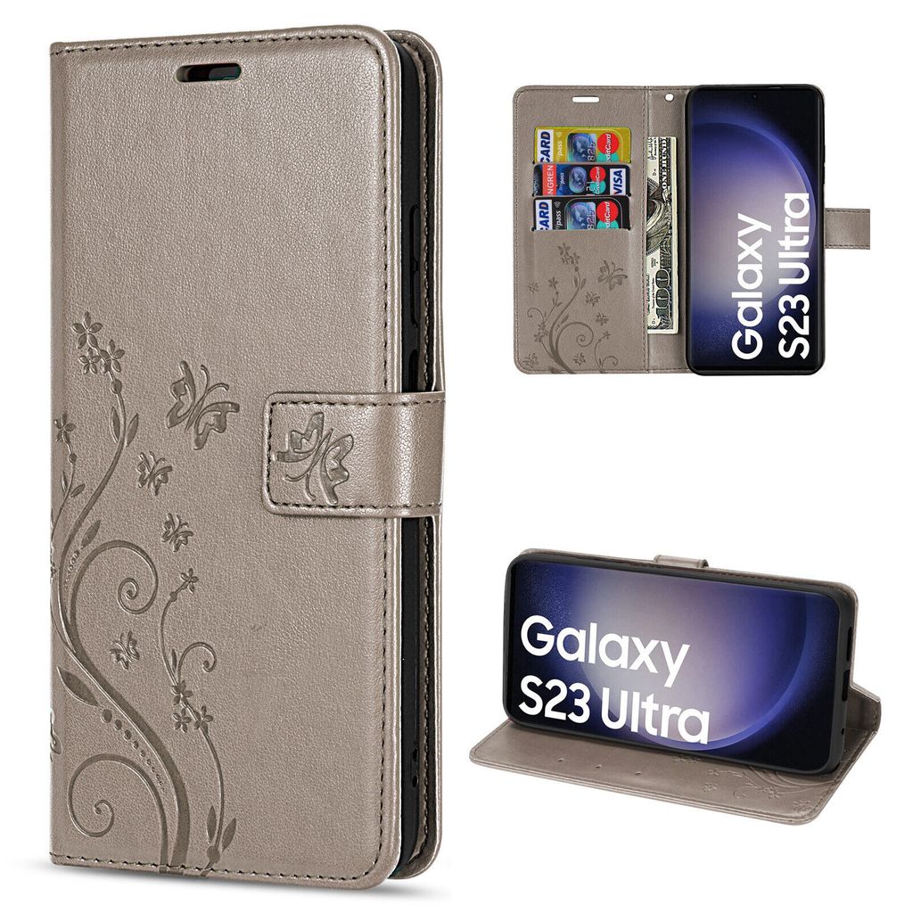 Handy Tasche für Samsung Galaxy S23 Ultra Handyhülle Blumen Produktbild 