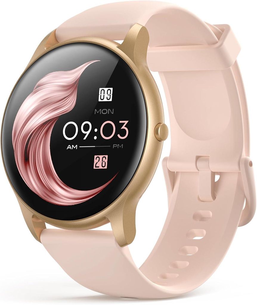AGPTEK Smartwatch 1.3" HD Display, Fitnessuhr mit Herzfrequenz- & Schlafüberwachung, Benachrichtigungen, Musiksteuerung, 7–10 Tage Akkulaufzeit