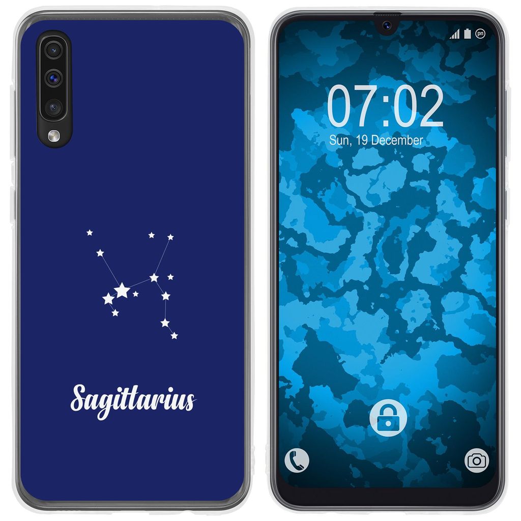 PhoneNatic Case kompatibel mit Samsung Galaxy A50 Silikon-Hülle SternzeichenSagittarius M5