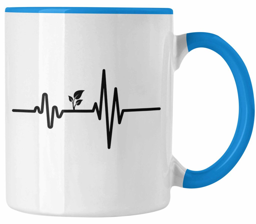 Veganer Tasse Geschenk Herzschlag Vegan Geschenkidee Lustiger Spruch Vegane Lebensweise Veganerin (Blau)