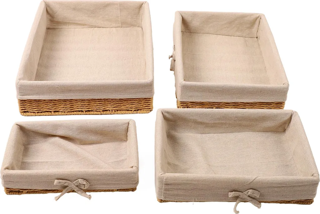 Panier de rangement tressé main lot de 4 tailles variées style bohème