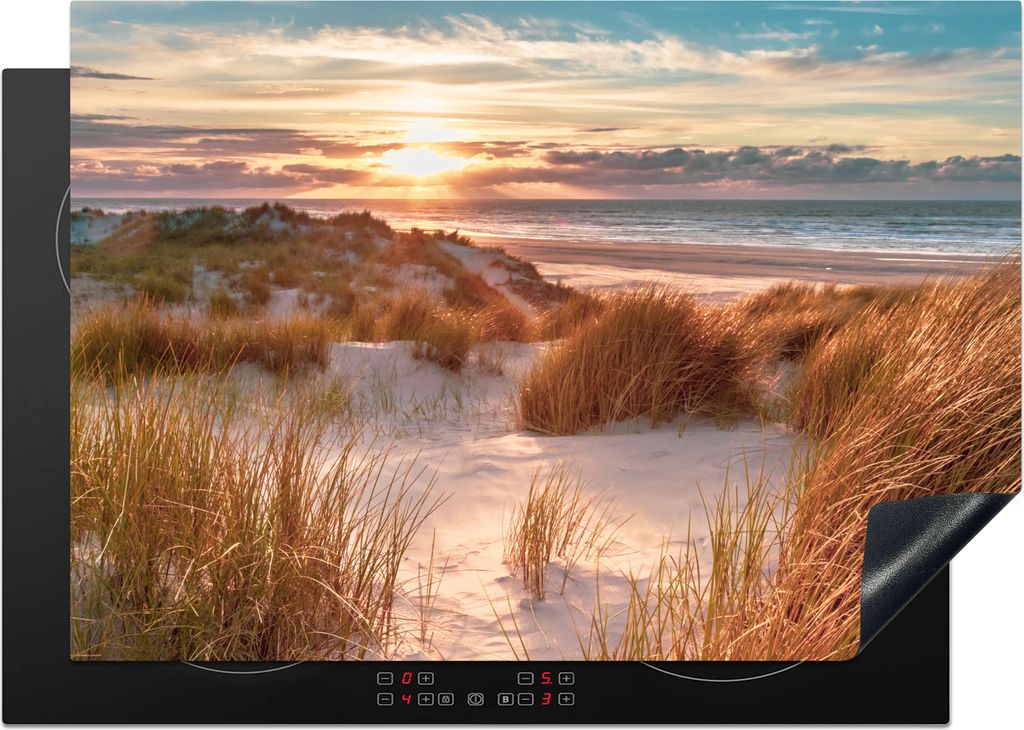 KitchenYeah Herdabdeckplatte Düne - Pflanzen - Sonnenuntergang - Strand - Meer , 75x52cm, Küche Deko, Glaskeramikkochfeld Herdabdeckung, Abdeck...